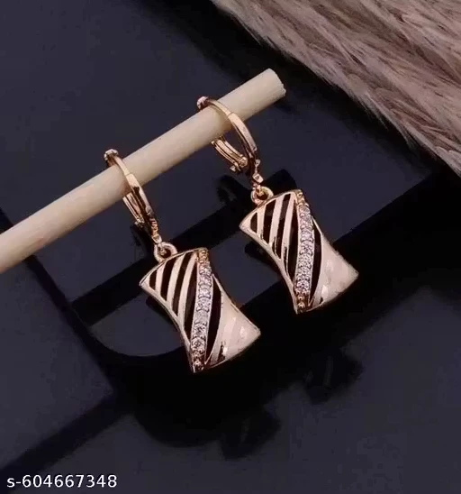 Rose Gold-Plated Stone-Studded Earrings