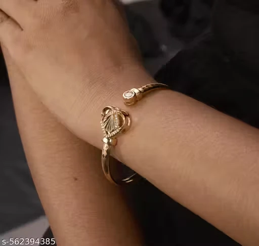 Women Brass Cubic Zirconia Gold-Plated Wraparound Bracelet