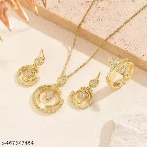 AD Diamond Rose Gold Combo Pendant Set