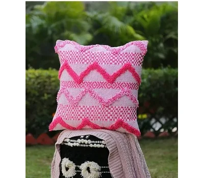 Cotton Tufted Cushion Color Pink