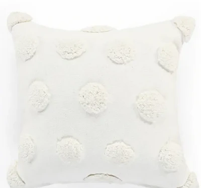 hand tufted Cushion color White