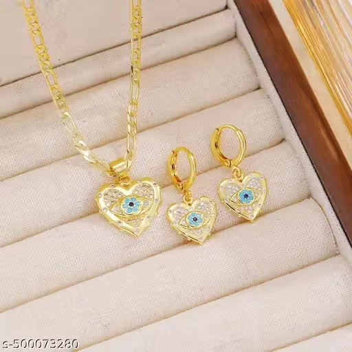 ✨ Heart-Shaped Zircon Pendant Necklace & Earrings Set ✨