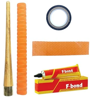 Cricket Bat Accessories Kit – Includes Grip Cone, Orange Bat Grip, Toe Guard, Grip Tape, and Adhesive for Complete Bat Maintenance kit (Pack of 5 Item)