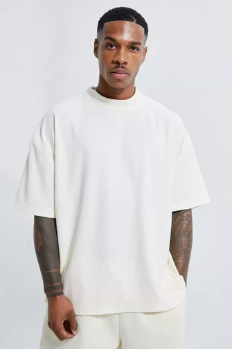 Kepto Mens Solid Oversized T-shirt- White