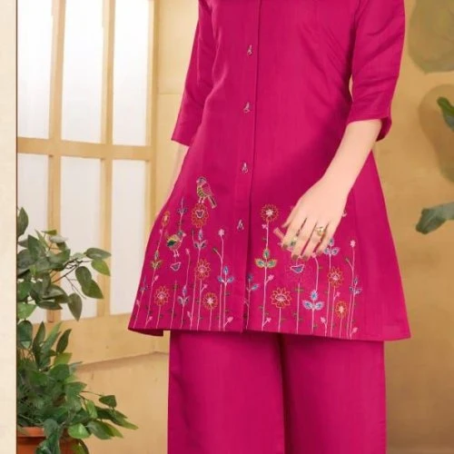 Pink Embroidered Co-Ord Set