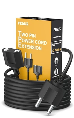 Long 1.5m 22AWG Male to Female 2 Pin Power Extension Cord Wire, 6amp Indoor Outdoor Power Cord Extension Electrical Extender Power Cable for appliances, Electronics, and Power Tools.
