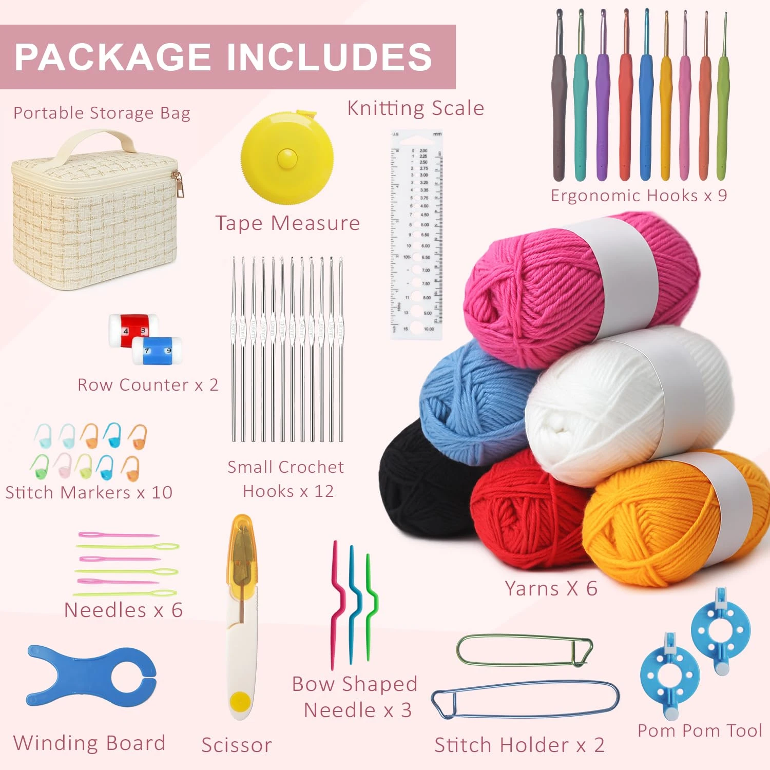 Crochet Kit with Yarn and Accessories Set