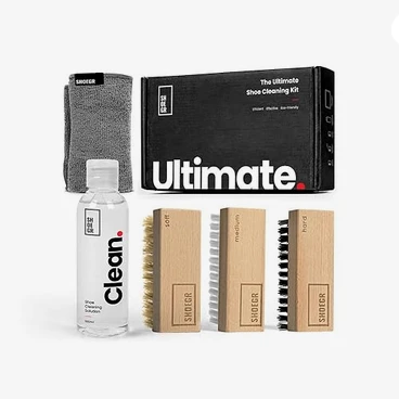 SHOEGR Ultimate Shoe Cleaning Kit for Sneaker, Nubuck, Canvas, Knit, Trainers & Suede | Multi-Material Care Set with Premium Solution, Deep Clean Brushes, Microfiber Towel