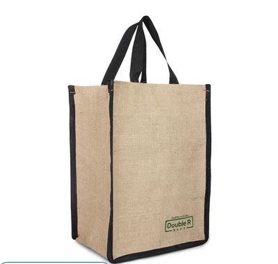 Beige Printed Jute Loop Handle Corporate Gift Bag Pack of 10