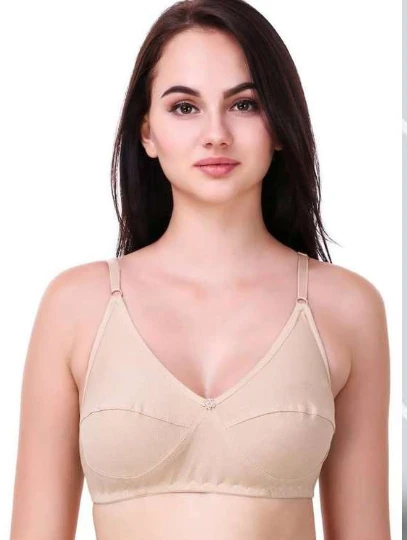 Palak Women's Cotton Spandex Solid Non-Padded Full Cup Wire Free Everyday Bra Size 32B