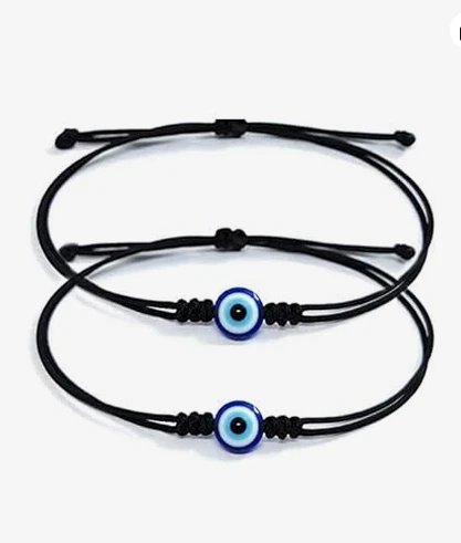 Handmade Evil Eye Nazar Dhaga Bracelet Adjustable Friendship Band for Women, Men | Nazar Bracelets 2 Piece | Stylish Adjustable Thread Bracelets for Protection