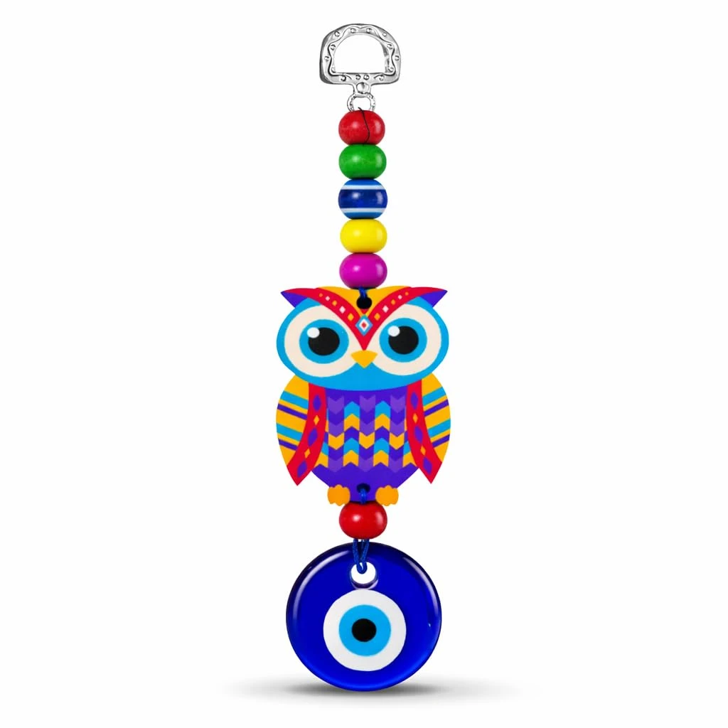 Evil Eye Hanging for Home Entrance Door – Nazar Battu Protection Hanging with Lucky Charm for Good Luck, Prosperity & Vastu Decor for Home,Office (Owl Evil Eye Hanging)