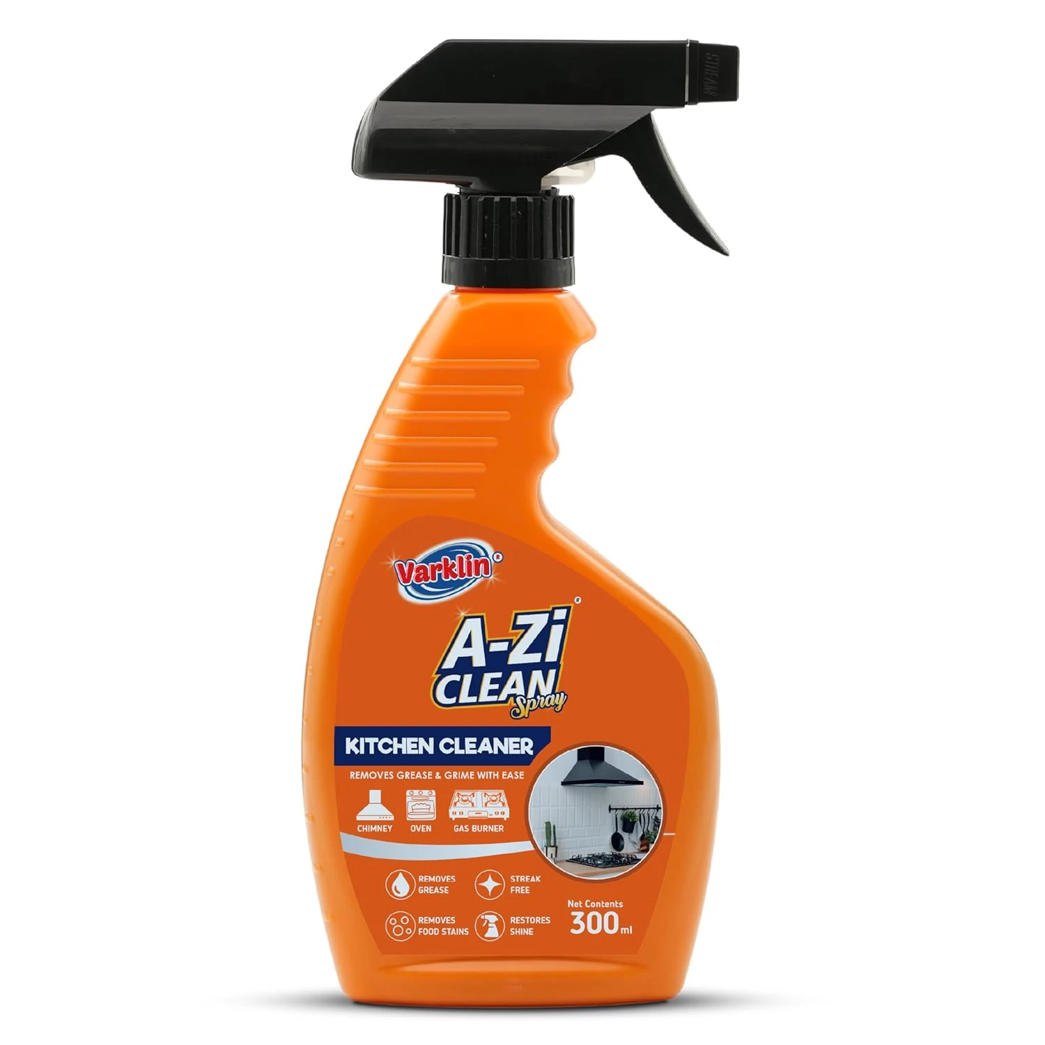 Kitchen Cleaner Spray 300ml - All Purpose Hard Stain Cleaner and Kitchen Cleaning Spray, Tough Grease & Stain Removal, Suitable for Stoves, Chimneys, Counter Tops, Appliances, Walls & Cabinets Visit the VARKLIN Store