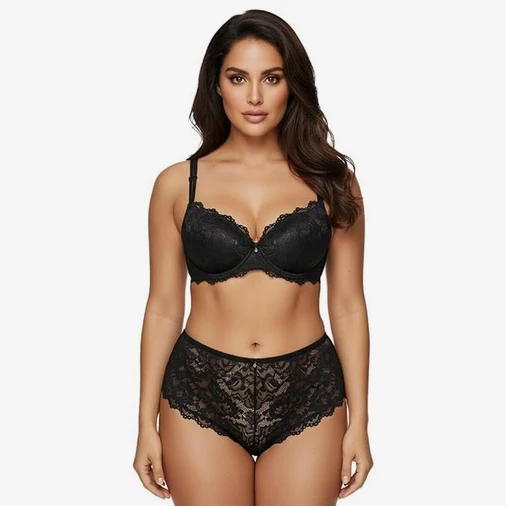 Women's Floral Lace Lingerie Set | Bra and Panty Set | Lace Teddy Strap Babydoll Bodysuit Bra Panty Lingerie | Bikini Lingerie Babydoll Set for Honeymoon Couple Special Wedding Night Size 34