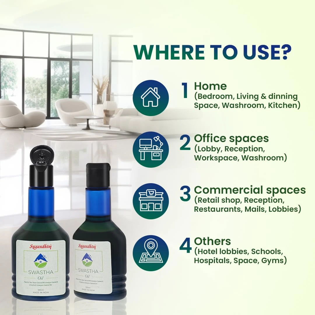 Sugandhim Swastha Floor Cleaner-Natural Mosquito Repellent Oil-100 ml-Pack of 2 bottles