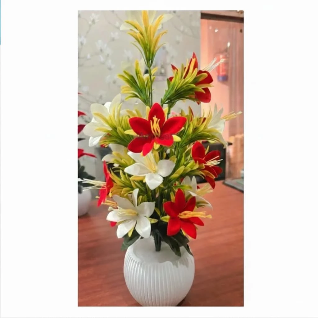 Artificial Flowers with Pot for Home Decor | Big Size Artificial Plants for Living Room Decor | Premium Artificial Flower Vase for Living Room, Bedroom & Hall