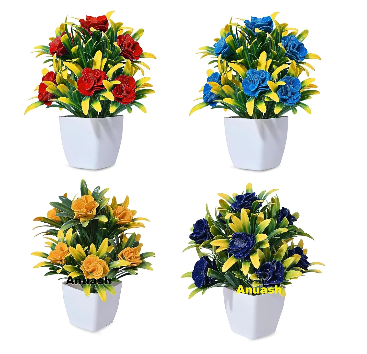 Rose Artificial Flowers for Home Decoration - 16 cm Height | Potted Plants for Decoration | Ideal for Bedroom, Living Room, Balcony Décor Flower & Showcase