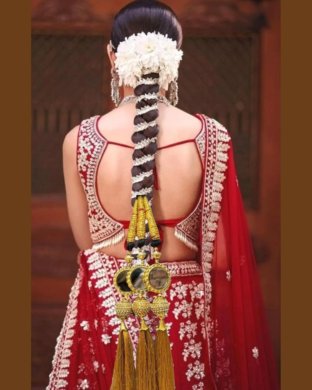 Black Hair Paranda Extension for Women Punjabi Style Choti with Golden Hanging Traditional Paranda Hair Extension for Women and Girls, Gold Synthetic Braid with Tassels