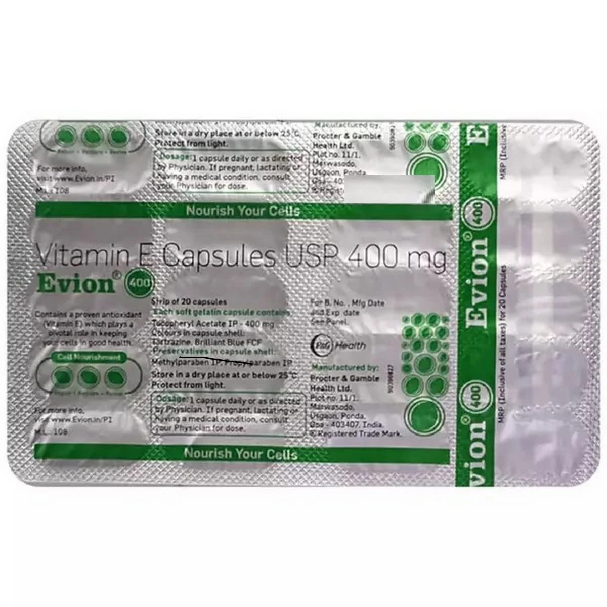 Vitamin E Capsule 400mg - Strip of 20 Capsules